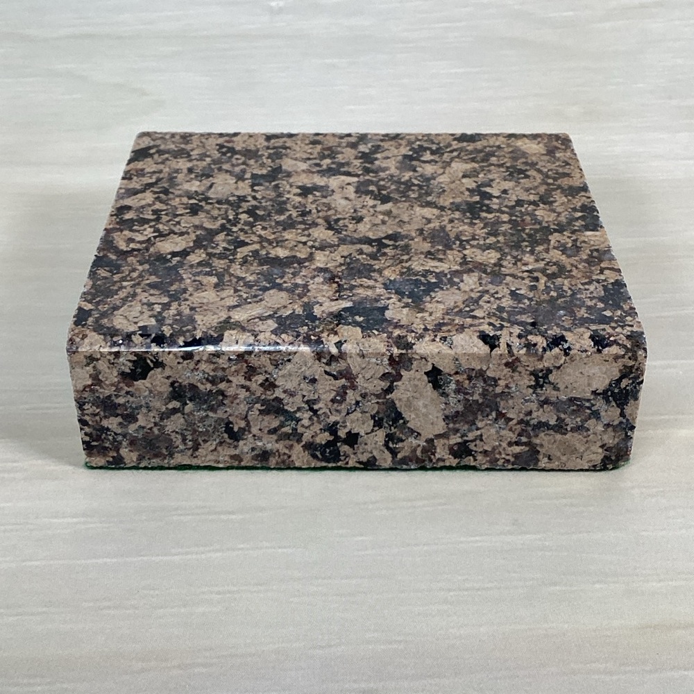 Brown Black Granite Square 4x3.5" Sample, Felt Bottom-Crafts, Plinth, Trivet